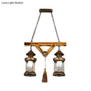 Rustic wood and bronze 4-light island fixture kitchen chandelier