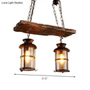 DecorBites™ Clear Glass Island Pendant Light: Farmhouse Brown Cylindrical Bistro Ceiling Hang