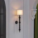 Rustic wood and cream fabric led wood wall light living room