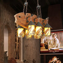 Rustic wood and glass island lamp dining room chandelier