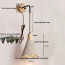 DecorBites™ LED Wall Light Fixture Cement Wood Base Bedside Lamp
