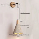 DecorBites™ LED Wall Light Fixture Cement Wood Base Bedside Lamp