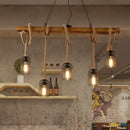 Rustic wood and metal mesh bell pendant light dining room chandelier