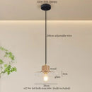 Rustic wood and ribbed glass led pendant light dining room