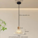 Rustic wood and ribbed glass led pendant light dining room
