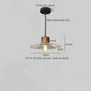 Rustic wood and ribbed glass led pendant light dining room