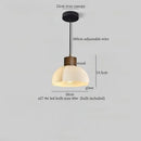 Rustic wood and ribbed glass led pendant light dining room