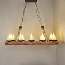 Rustic wood candelabra pendant light for dining room