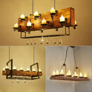 Rustic wood candelabra pendant light for dining room