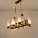 Rustic wood candelabra pendant light for dining room