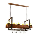 Rustic wood candelabra pendant light for dining room