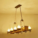 Rustic wood candelabra pendant light for dining room