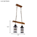 Rustic wood design black lantern island light kitchen pendant