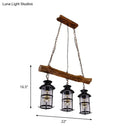 Rustic wood design black lantern island light kitchen pendant