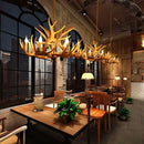 Rustic wood finish deer antler chandelier dining room light