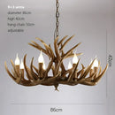 Rustic wood finish deer antler chandelier dining room light