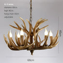 Rustic wood finish deer antler chandelier dining room light