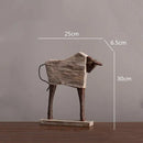 Rustic wood grain horse sculpture living room animal figurine