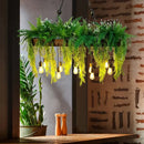 Rustic wood hanging chandeliers dining room planter with edison bulbs
