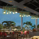 Rustic wood hanging chandeliers dining room planter with edison bulbs