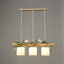 DecorBites™ Modern Wood Linear Island Lighting for Restaurants - Natural Wood Island Light