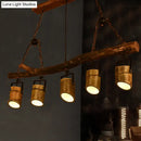 DecorBites™ Farmhouse Bamboo Pendant Light- Wood Linear Island Lamp with 5 Lights, Ideal for Restaurants
