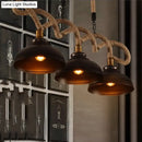 Rustic wooden beam and beige rope 3 light island pendant kitchen light