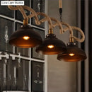 Rustic wooden beam and beige rope 3 light island pendant kitchen light