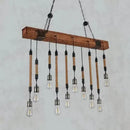 Rustic wooden beam island light kitchen edison bulb chandelier