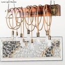 DecorBites™ Rustic Metal Island Lighting with Wooden Beam - Multi Light Suspension Chandelier in Black/Antique Brass