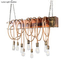 DecorBites™ Rustic Metal Island Lighting with Wooden Beam - Multi Light Suspension Chandelier in Black/Antique Brass