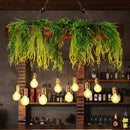 Rustic wooden fern deco edison bulb chandelier dining room light