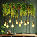 Rustic wooden fern deco edison bulb chandelier dining room light