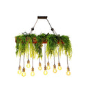 Rustic wooden fern deco edison bulb chandelier dining room light