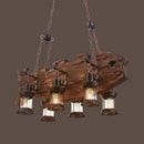 Rustic wooden fish design clear glass pendant light dining room