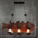 Rustic wooden fish island pendant light dining room e26 e27 lanterns