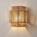 Rustic woven hemp rope wall lights bedroom tiered sconce