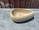 Beige Marble Vessel Sink, Egg Formed Small Marble Sink for Bathroom Vanity Top