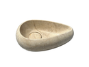 Beige Marble Vessel Sink, Egg Formed Small Marble Sink for Bathroom Vanity Top