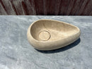 Beige Marble Vessel Sink, Egg Formed Small Marble Sink for Bathroom Vanity Top