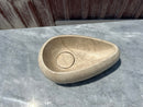 Beige Marble Vessel Sink, Egg Formed Small Marble Sink for Bathroom Vanity Top