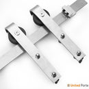 Planum 0040 Grey Ash Barn Door with Black Glass and Silver Rail