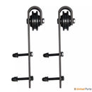 Planum 2102 Matte Black Double Barn Door with Frosted Glass | Black Bypass Rail