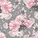 Contemporary Grey Wallpaper with Pink Flowers