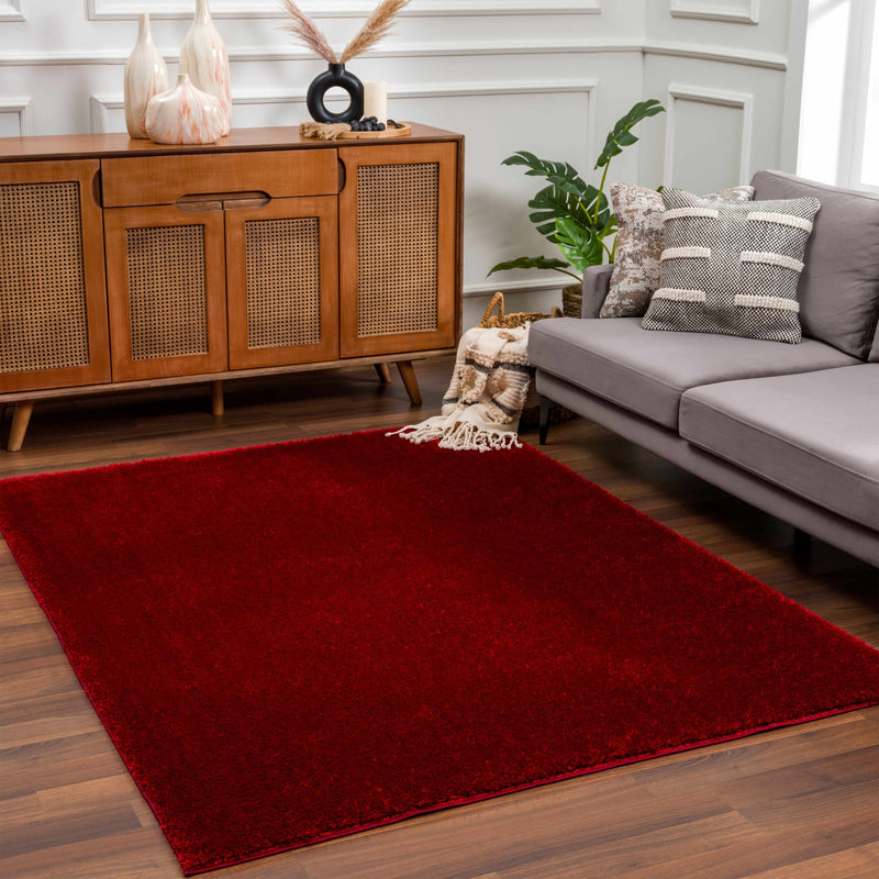 Heavenly Solid Red Plush Rug - Clearance