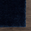Navero Dark Blue Subtle Wavy Abstract Modern Minimalist Polyester Machine Woven Area Rug - Clearance