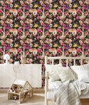 Forest Animals Between Flowers Wallpaper