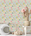 Pink Birds and Flowers Wallpaper