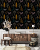 Modish Black Wallpaper with Butterflies Chic