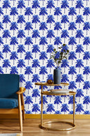Voguish Blue Palms Wallpaper